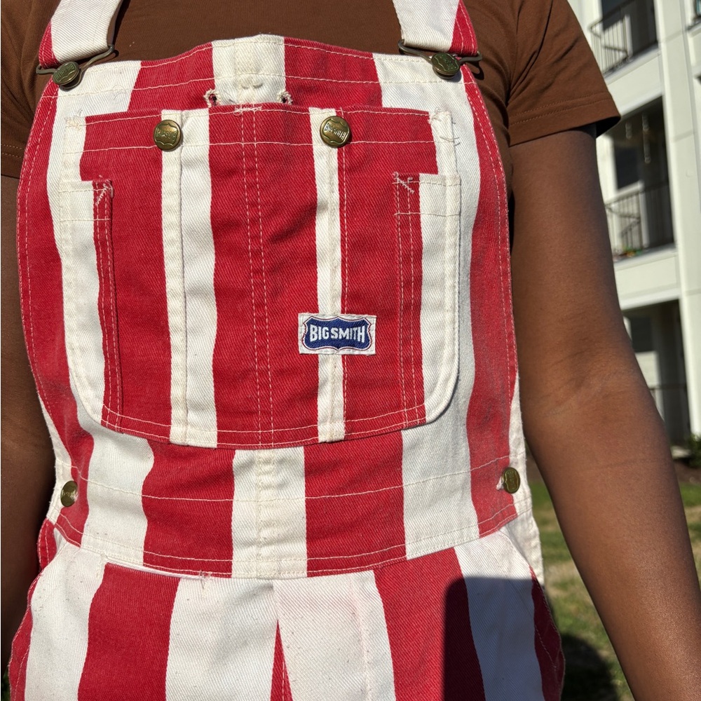 Big Smith Red and White Striped Overalls